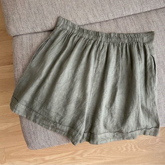 Suzy D London NWT 100% Linen Longline Shorts in Khaki size Large - Picture 3 of 10